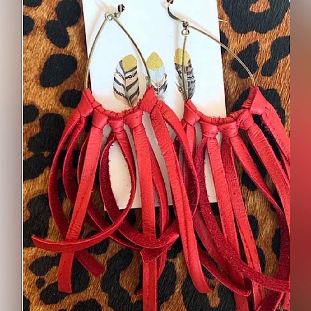 Boho Red Fringe Earrings